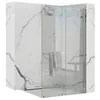 A modern shower enclosure with marble-effect walls and a towel hanging on a rack. Náhled obrázku produktu