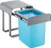 A pull-out trash bin system with a blue bin and gray frame, shown on a white background. Produktbild-Vorschau