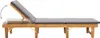 A wooden sun lounger with a gray cushion, shown against a white background. The backrest is adjustable. Náhľad obrázku produktu