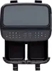 A top-down view of a black dual-basket air fryer with a digital display and control panel. Voir les images du produit