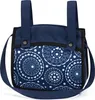 A navy blue doll stroller bag with a white circular pattern. Produktbild-Vorschau