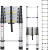 Three views of a silver telescopic ladder against a white background. Anteprima dell’immagine prodotto