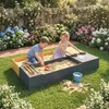 AIYAPLAY Sandkasten 2-teilig 150x90 cm Sandkiste aus Holz Produktbild-Vorschau 2