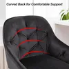 Close-up of a black velvet chair back with red curved lines highlighting the shape. Produktbild-Vorschau
