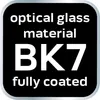 A black square with rounded corners containing white text about optical glass material. Podgląd zdjęcia produktu