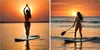 Two split images of women paddleboarding at sunset. Náhled obrázku produktu
