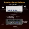 Diagram showing the ports and features of a mini PC. Produktbild-Vorschau