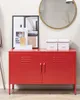 BELIANI Metallschrank Rot Stahl 100 x 40 x 65 cm Sideboard Produktbild-Vorschau 4