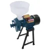 A blue and black electric grain mill with a white hopper, shown on a white background. Náhled obrázku produktu