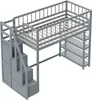 Łóżko na poddaszu Sweiko 90 x 200, wysokie ogrodzenie z Podgląd zdjęcia produktu 7