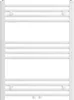 A white towel radiator with horizontal bars against a white background. Náhľad obrázku produktu