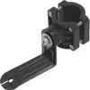 A black transducer mount with an adjustable arm and a clamp for attaching to a pole or rod. Podgląd zdjęcia produktu