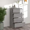 A gray wooden sideboard with multiple drawers is shown in a room with natural light casting shadows. Náhľad obrázku produktu