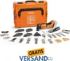 An orange tool case and a cordless oscillating multi-tool with various accessories are displayed on a white background. Náhľad obrázku produktu
