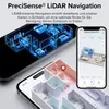 A smartphone displaying a 3D map of a house, with another smartphone showing a similar map and a robot vacuum cleaner. Náhled obrázku produktu