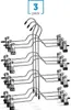 A stack of silver metal pants hangers with black clip ends, arranged vertically. Produktbild-Vorschau