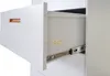 A white filing cabinet drawer is pulled open, showing the interior and drawer slides. Produktbild-Vorschau