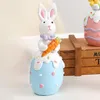 Bunte Ostereier-Hasenfigur, handbemalt, mit Blume, Karotte Produktbild-Vorschau 8