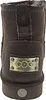 The back view of a brown suede boot with a metallic logo plate and size indicator. Produktbild-Vorschau