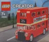The image shows the front of a LEGO Creator London bus set packaging, with the bus model prominently displayed against a backdrop of London landmarks. Podgląd zdjęcia produktu