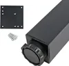 A close-up shot of a black table leg with an adjustable foot, along with a mounting plate and screws. Produktbild-Vorschau