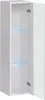 A white cabinet with a glass door, showing two clear shelves with subtle blue lighting. Produktbild-Vorschau