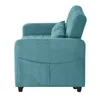 A side view of a teal sofa with two storage pockets on the side. Anteprima dell’immagine prodotto