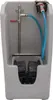 A boot washer with brushes and a water hose inside a grey basin. Voir les images du produit