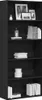 A black bookshelf filled with decorative items and books. Produktbild-Vorschau