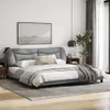 Design Bettgestell mit Kopfteil Hellgrau 200x200 cm Stoff, Produktbild-Vorschau 3