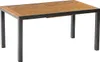 A rectangular outdoor dining table with a slatted wooden top and dark metal legs, shown against a white background. Náhled obrázku produktu