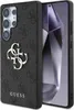 A black smartphone case with a Guess logo and pattern, shown next to a smartphone. Produktbild-Vorschau