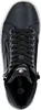 A top-down view of a blue leather high-top sneaker with black laces and a white sole. Produktbild-Vorschau