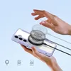 A hand is shown interacting with a smartphone case that has a magnetic ring attached, suggesting wireless charging capabilities. Produktbild-Vorschau