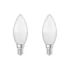 Two white LED candle light bulbs with silver bases are shown against a white background. Produktbild-Vorschau