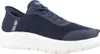A close-up studio shot of a navy blue Skechers sneaker with a white sole. Anteprima dell’immagine prodotto