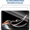 Two screen protectors are shown layered on top of a tablet screen, which displays a dark, abstract, metallic-looking graphic. Produktbild-Vorschau