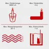 Diagrams illustrating the specifications of a pump. Produktbild-Vorschau