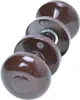 A close-up, angled view of three brown doorknobs with their rosettes, arranged in a line against a white background. Náhled obrázku produktu