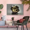 Muralo CANVAS Leinwandbild Goldene Abstrakte MUND Lippen Produktbild-Vorschau 6