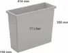 A light gray trash can with dimensions and capacity labeled. Produktbild-Vorschau