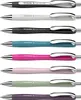 A collection of eight different colored pens arranged vertically. Voir les images du produit