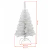 A white artificial Christmas tree with a stand, shown with dimensions indicated by measurement lines and text. Produktbild-Vorschau