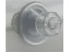 A close-up, studio shot of a transparent suction cup with a knurled nut screw. Produktbild-Vorschau