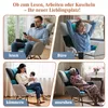 Collage of four scenes showing people using a rocking chair for different activities: reading, working, caring for a baby, and resting. Produktbild-Vorschau