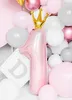 Folienballon Ziffer 1 mit Krone 30x92cm rosa Produktbild-Vorschau 4