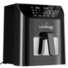 A black air fryer is displayed on a white background. Podgląd zdjęcia produktu