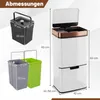 COSTWAY, poubelle de 72 litres avec 4 compartiments, Voir les images du produit 3