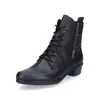 A black leather boot with laces and a side zipper, shown against a white background. Voir les images du produit