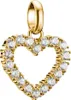 A gold heart-shaped charm pendant with clear stones, isolated on a white background. Voir les images du produit